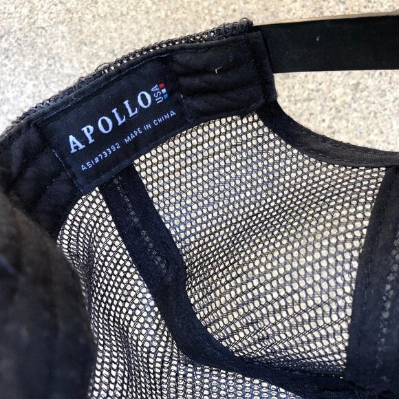 APOLLO USA Letter A Trucker Hat Men's Snapback Adjustable Cap Black - Picture 6 of 6